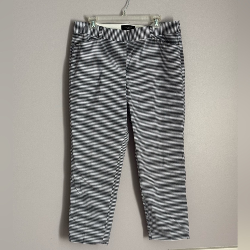 Talbots Cotton Gingham Blue and White Petite Pants